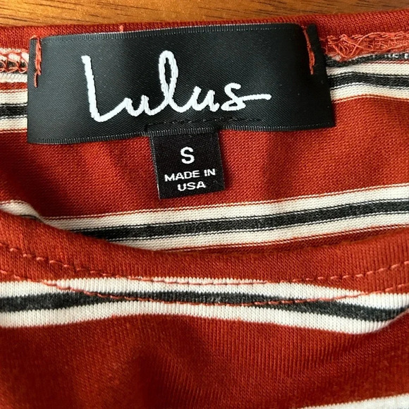 LULU’s City Girl Rust Red Striped Long Sleeve Crop Top - Picture 6 of 7